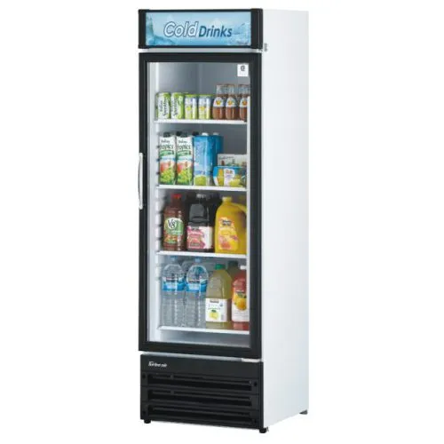 Turbo Air 1 Door Swing Glass Merchandiser, White Cabinet w: Black Framed Front TGM-14RV-N6