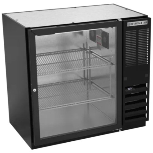 Beverage Air BB36HC-1-FG-B Black 36 Inch Glass Door Food Rated Back Bar Cooler