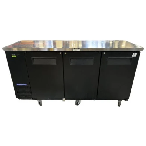 Turbo Air TBB-24-72SB-N6 3 Solid Doors Black Back Bar Refrigerator